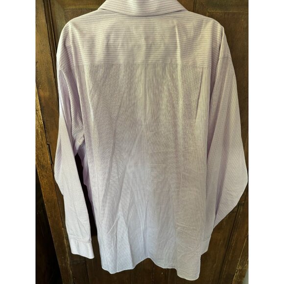 Calvin Klein Mens Tall 18 36/37 Lavender Striped Long Sleeve Button Up Shirt - Picture 5 of 5